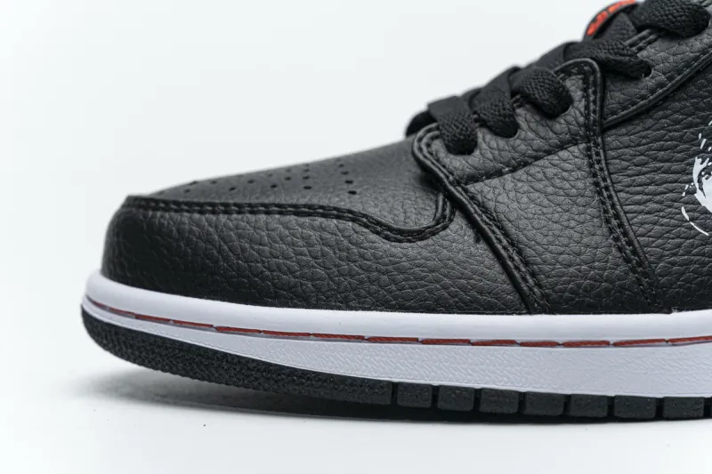 Reps StockX Shoes Air Jordan 1 Low Brushstroke Swoosh Black Red DA4659-001??