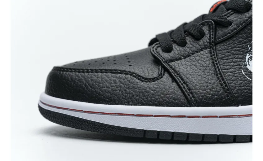 Reps StockX Shoes Air Jordan 1 Low Brushstroke Swoosh Black Red DA4659-001??