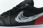 Reps StockX Shoes Air Jordan 1 Low Brushstroke Swoosh Black Red DA4659-001??