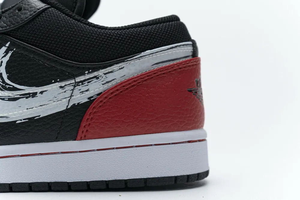 Reps StockX Shoes Air Jordan 1 Low Brushstroke Swoosh Black Red DA4659-001??