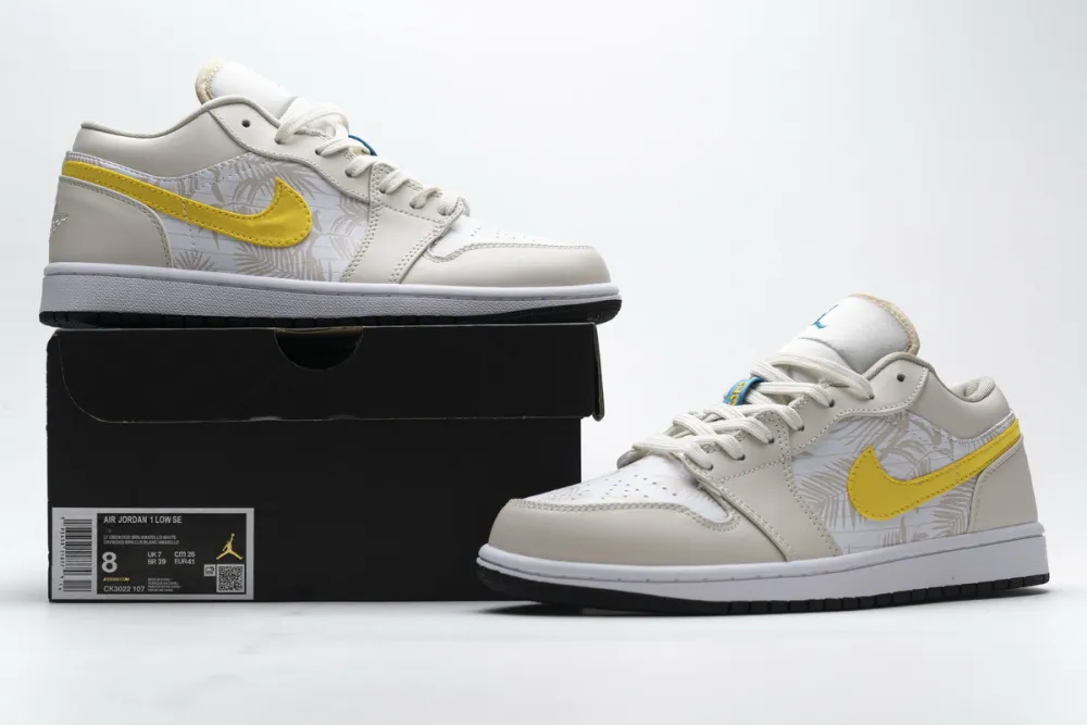 Reps StockX Shoes Air Jordan 1 Low Palm Tree Yellow CK3022-107??