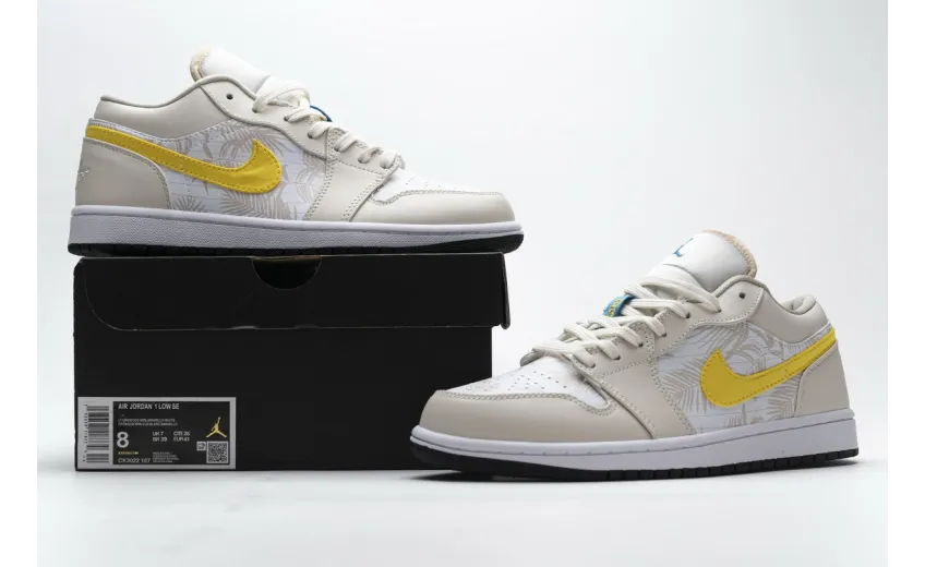 Reps StockX Shoes Air Jordan 1 Low Palm Tree Yellow CK3022-107??