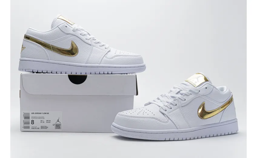 Reps StockX Shoes Air Jordan 1 Low White Metallic Gold CZ4776-100??