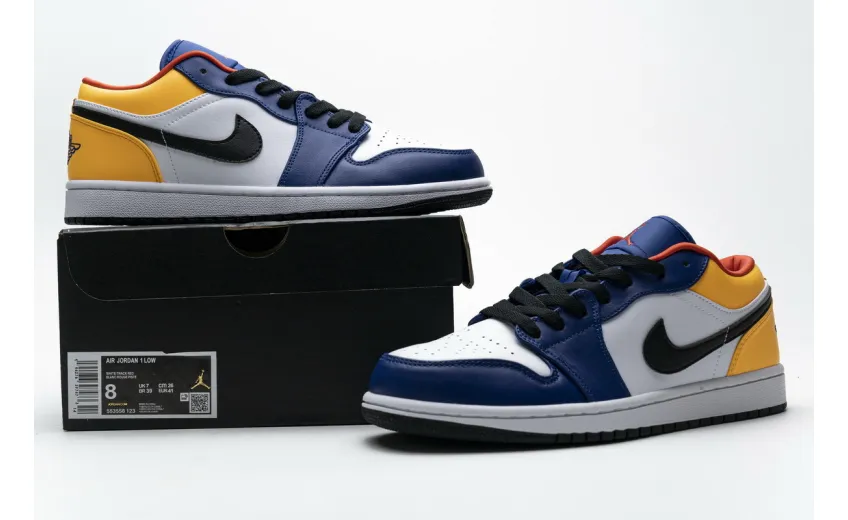 Reps StockX Shoes Air Jordan 1 Low Blue Yellow Orange 553558-123??