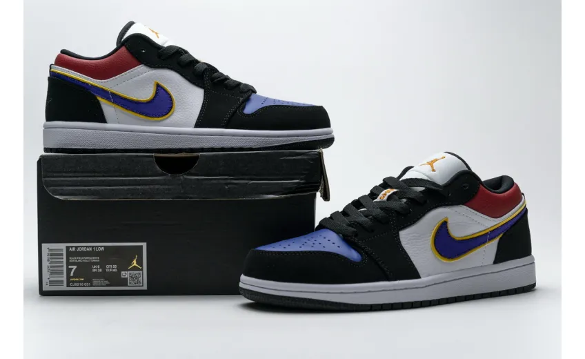 Reps StockX Shoes Air Jordan 1 Low Lakers Top 3 Black Purple Blue CJ9216-051??