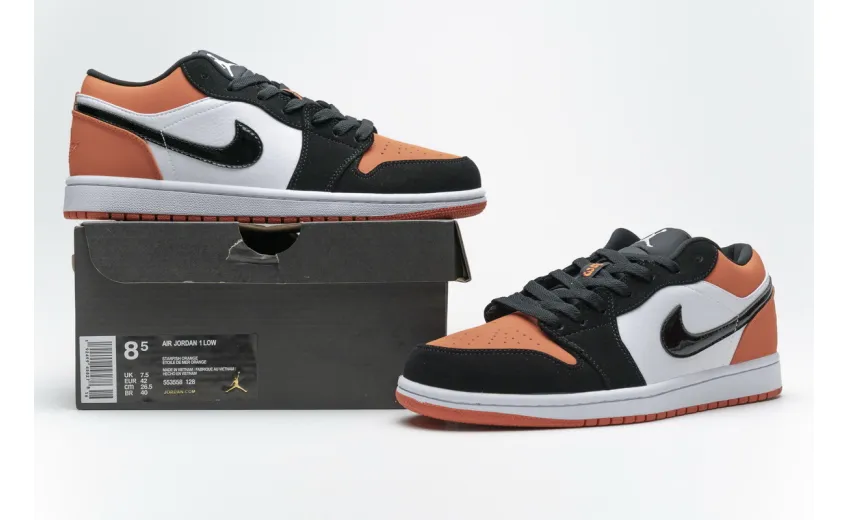 Reps StockX Shoes Air Jordan 1 Low Shattered Backboard Black Orange 553558-128??
