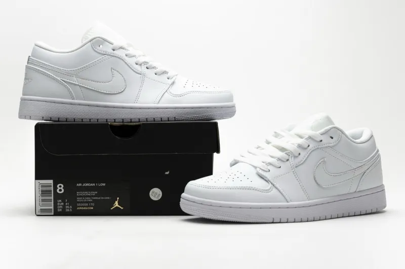 Reps StockX Shoes Air Jordan 1 Low White Pure Platnium 553558-170??