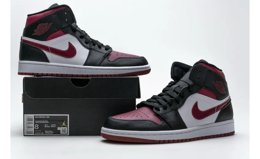Reps StockX Shoes Air Jordan 1 Mid Bred Toe Black Red 554724-066??