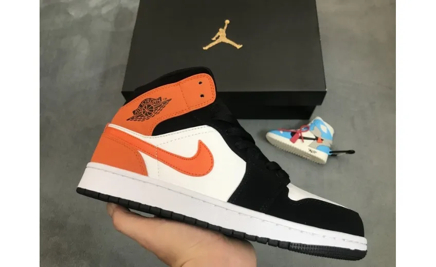 Reps StockX Shoes Air Jordan 1 Mid Shattered Backboard Orange Black 554724-058??