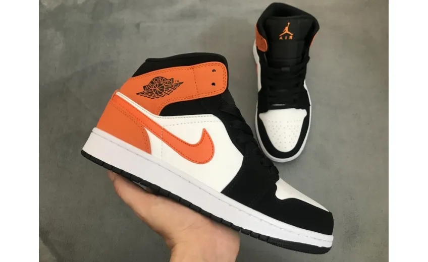 Reps StockX Shoes Air Jordan 1 Mid Shattered Backboard Orange Black 554724-058??