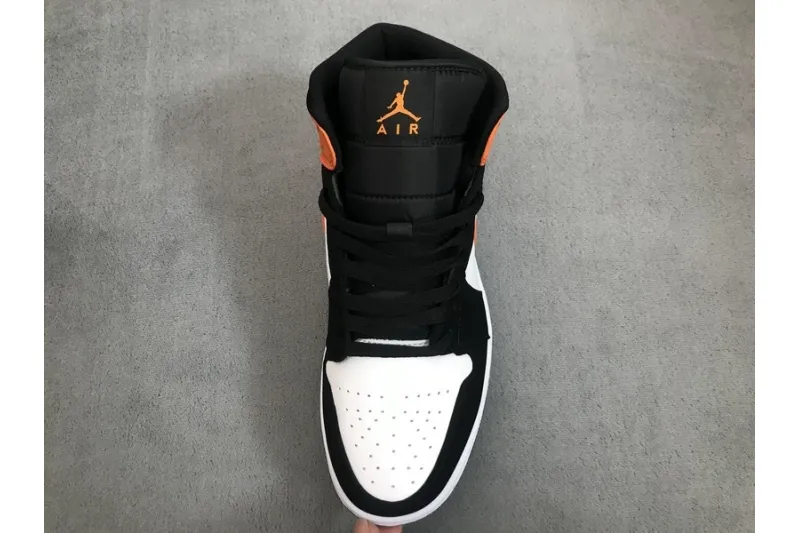 Reps StockX Shoes Air Jordan 1 Mid Shattered Backboard Orange Black 554724-058??