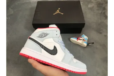  Air Jordan 1 Mid Half Blue Polka Dot 555112-400 02