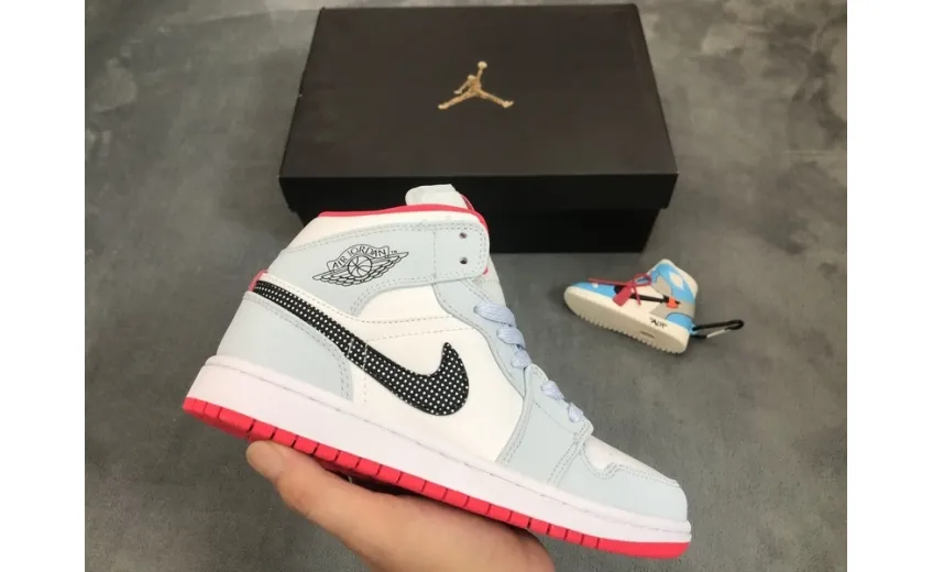 Reps StockX Shoes Air Jordan 1 Mid Half Blue Polka Dot 555112-400??