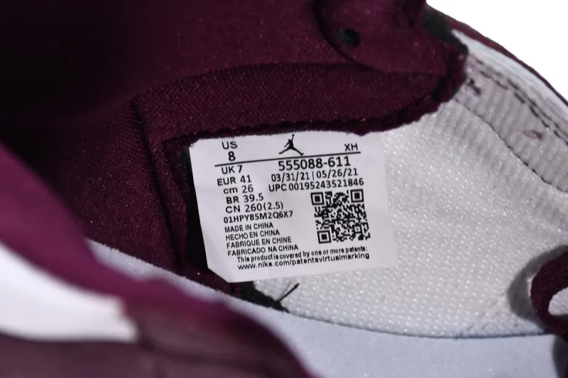 Reps StockX Shoes Air Jordan 1 High OG Bordeaux White Red 555088-611??