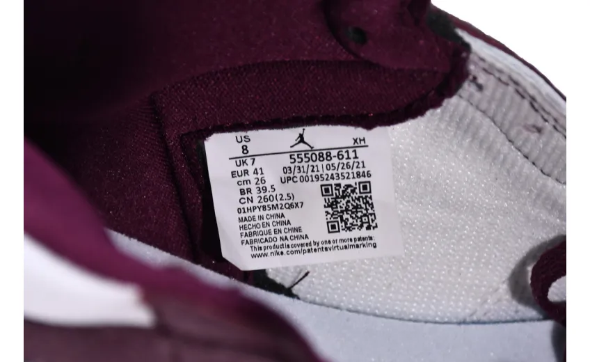 Reps StockX Shoes Air Jordan 1 High OG Bordeaux White Red 555088-611??