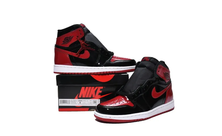 Reps StockX Shoes Air Jordan 1 High “Banned” Patent Leather is Forbidden to Wear Black Red 555088-063??