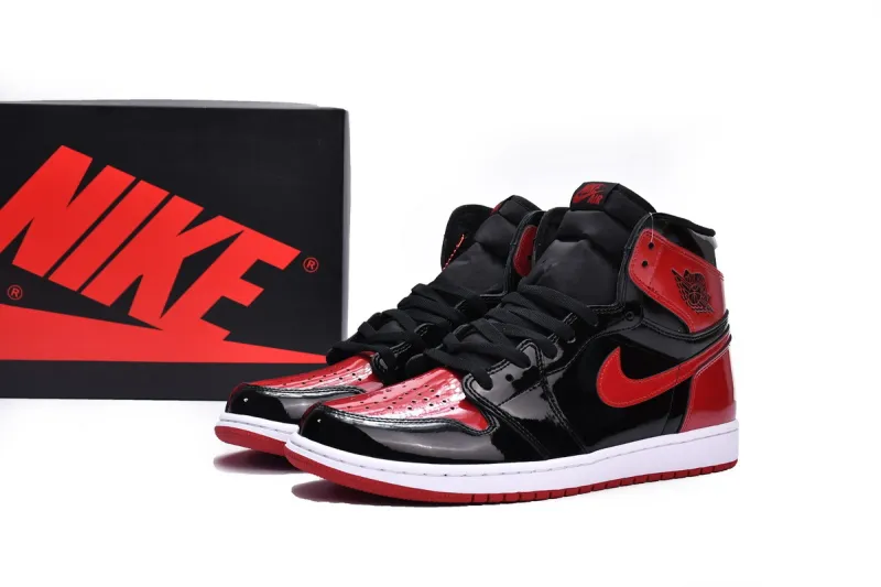 Reps StockX Shoes Air Jordan 1 High OG Bred Patent Black Red 555088-063??