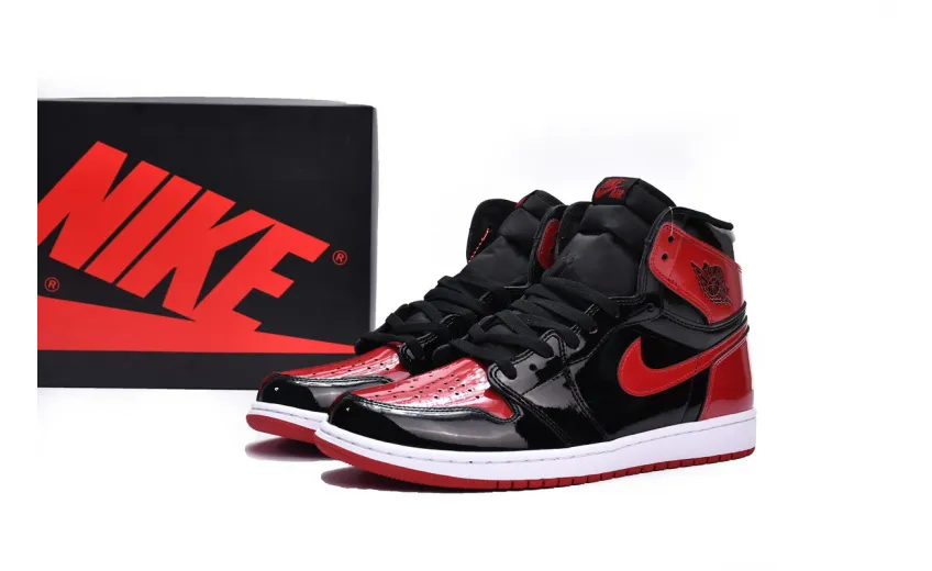 Reps StockX Shoes Air Jordan 1 High OG Bred Patent Black Red 555088-063??