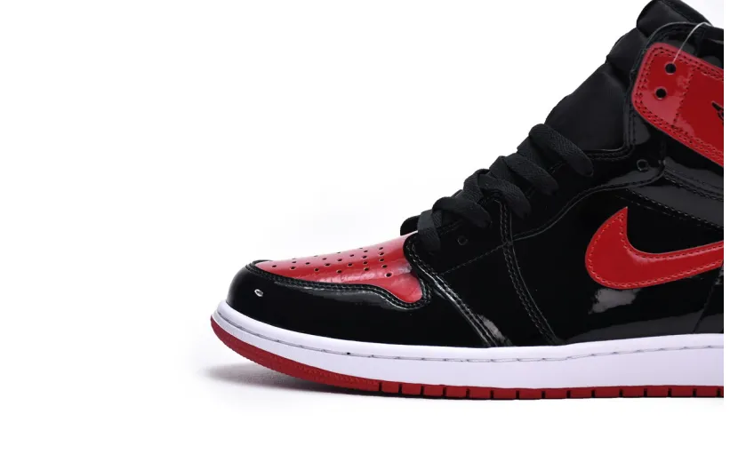 Reps StockX Shoes Air Jordan 1 High OG Bred Patent Black Red 555088-063??