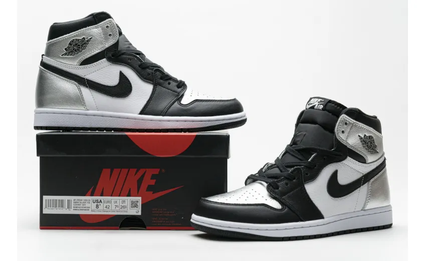 Reps StockX Shoes Air Jordan 1 High Silver Toe CD0461-001??