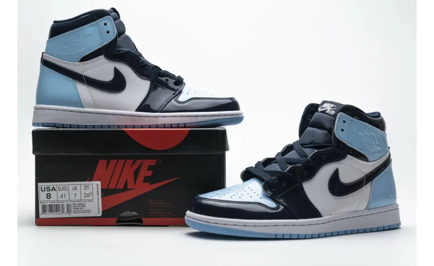 Reps StockX Shoes Air Jordan 1 Retro High OG 'UNC Patent' Blue CD0461-401??