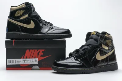  Air Jordan 1 High OG Patent Black Metallic Gold 555088-032 01