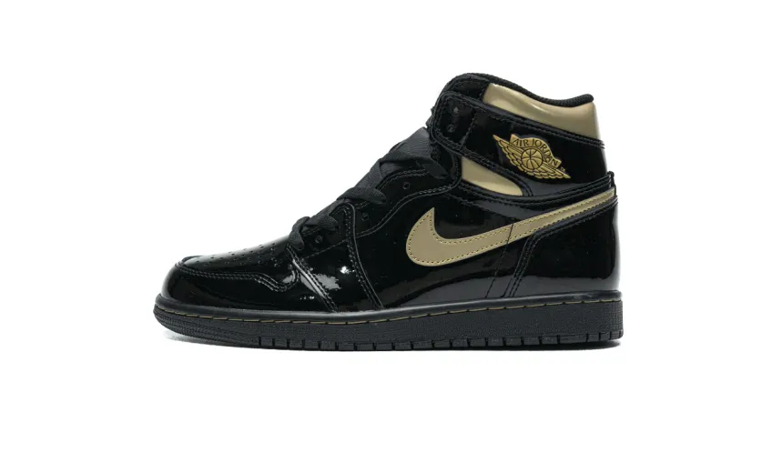  Air Jordan 1 High OG Patent Black Metallic Gold 555088-032