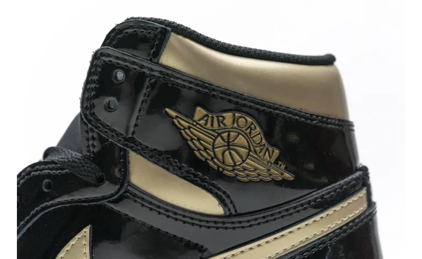 Reps StockX Shoes Air Jordan 1 High OG Patent Black Metallic Gold 555088-032??