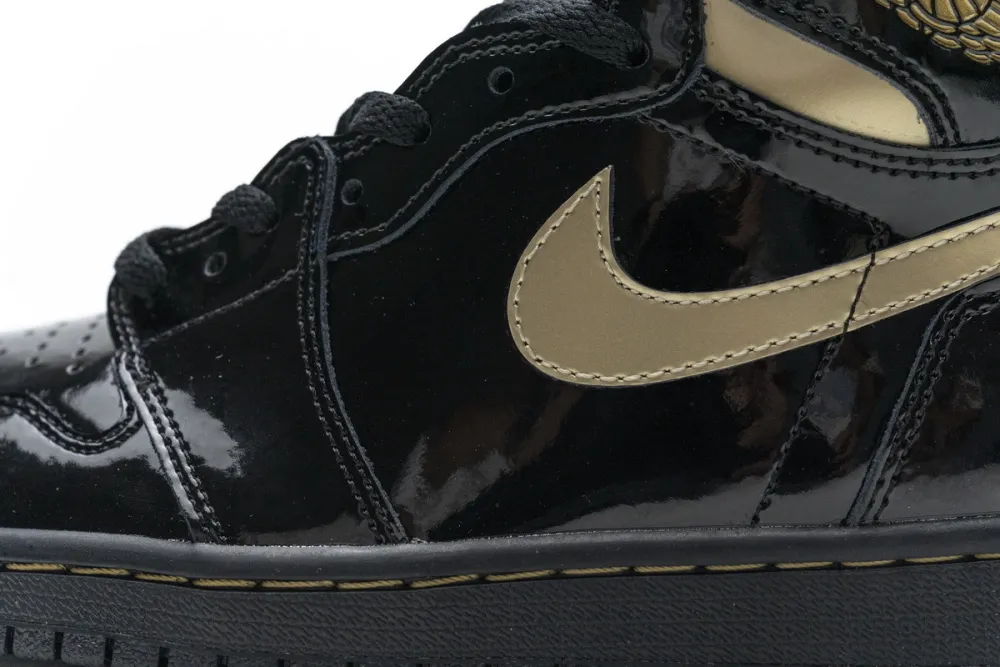 Reps StockX Shoes Air Jordan 1 High OG Patent Black Metallic Gold 555088-032??