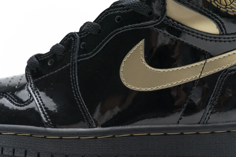 Reps StockX Shoes Air Jordan 1 High OG Patent Black Metallic Gold 555088-032??