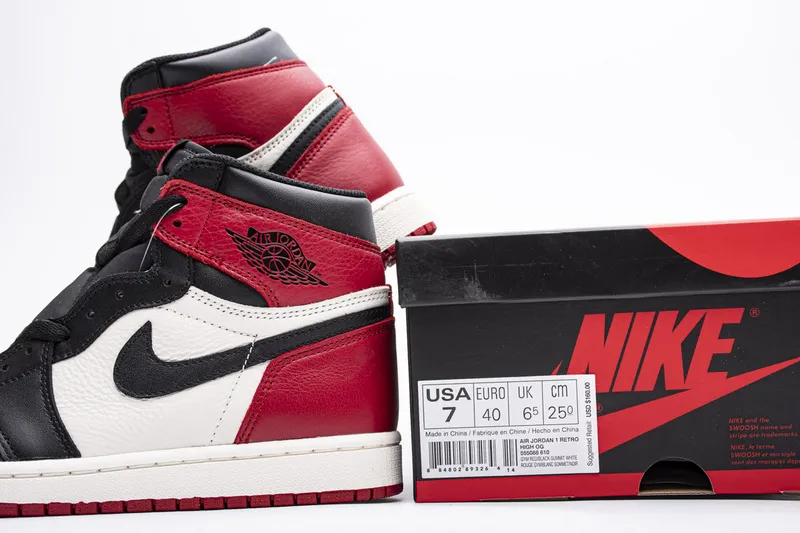 Reps StockX Shoes Air Jordan 1 High OG“Bred Toe” 555088-610??