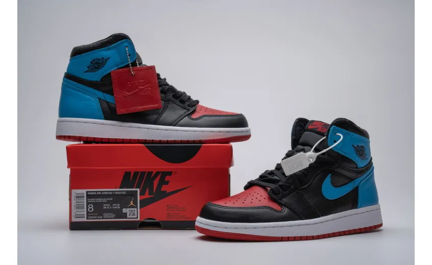 Reps StockX Shoes Air Jordan 1 Retro High NC to Chi Leather (W) Blue Red CD0461-046??