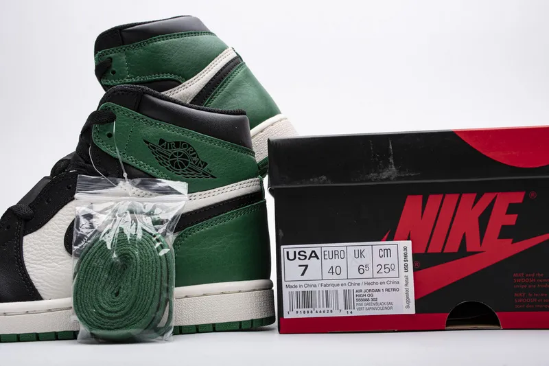 Reps StockX Shoes Air Jordan 1 High OG “Pine Green” 555088-302??