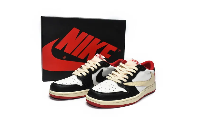 Reps StockX Shoes Travis Scott x Air Jordan 1 Low Black Red DM7866-166??