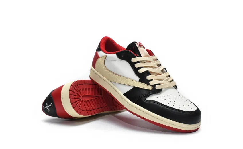 Reps StockX Shoes Travis Scott x Air Jordan 1 Low Black Red DM7866-166??