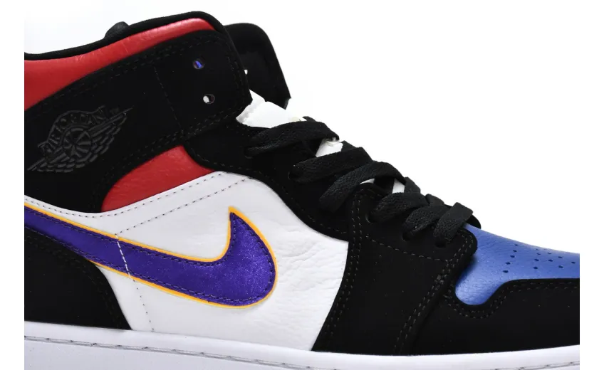 Reps StockX Shoes Air Jordan 1 Mid Lakers Top 3 Blue Red 852542-005??