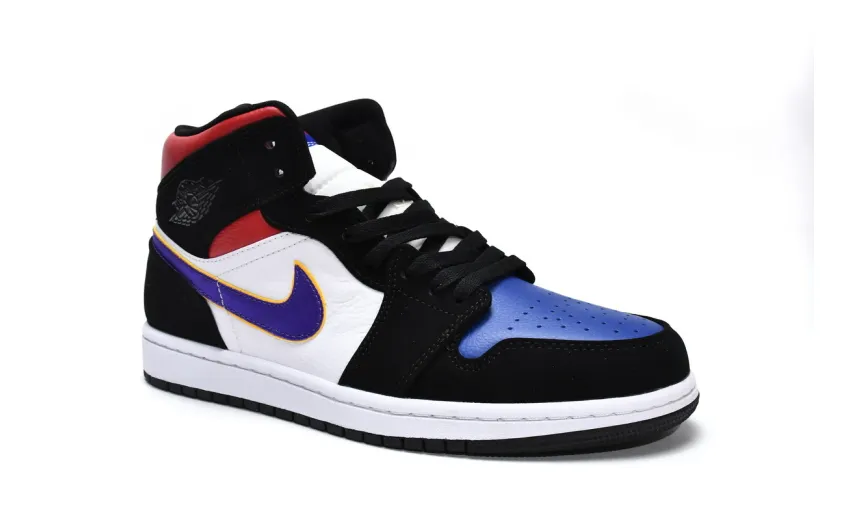 Reps StockX Shoes Air Jordan 1 Mid Lakers Top 3 Blue Red 852542-005??