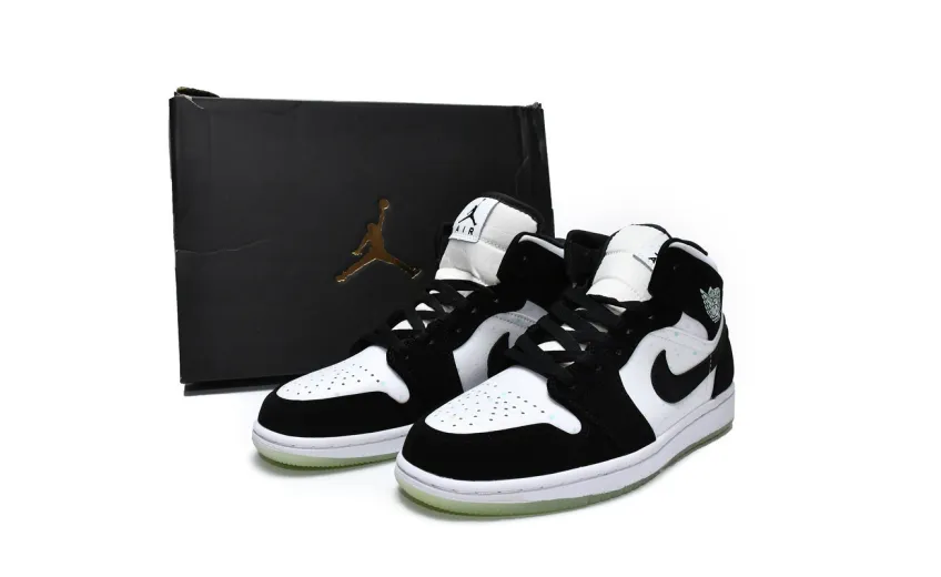 Reps StockX Shoes Air Jordan 1 Mid GS White Black Teal Tint BQ6931-103??
