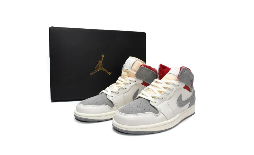 Reps StockX Shoes Air Jordan 1 Mid PRM Sneakersnstuff 20th anniversary Red Grey CT3443-100 ??