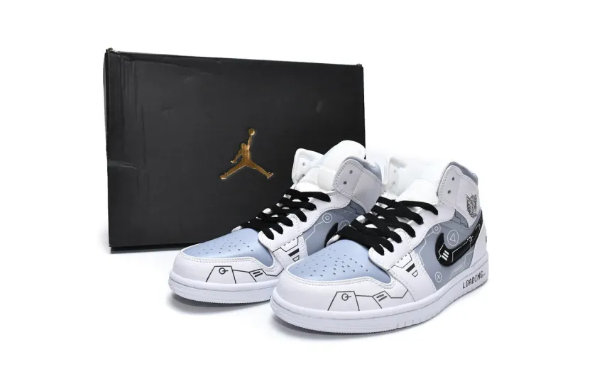 Reps StockX Shoes Air Jordan 1 Mid PS5 White Grey Black 554724-130??