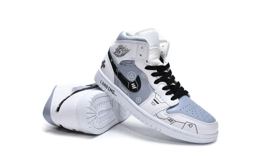 Reps StockX Shoes Air Jordan 1 Mid PS5 White Grey Black 554724-130??