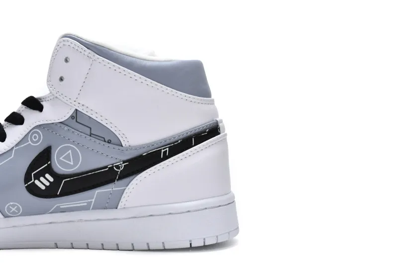 Reps StockX Shoes Air Jordan 1 Mid PS5 White Grey Black 554724-130??