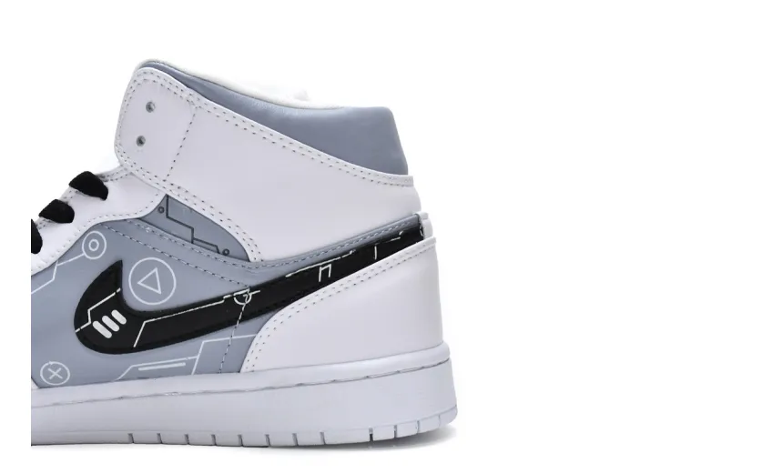 Reps StockX Shoes Air Jordan 1 Mid PS5 White Grey Black 554724-130??