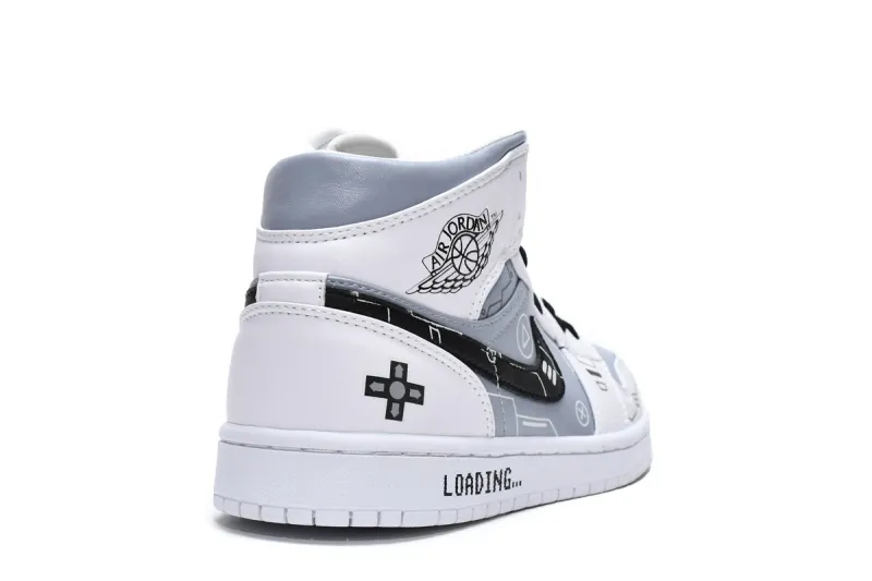 Reps StockX Shoes Air Jordan 1 Mid PS5 White Grey Black 554724-130??
