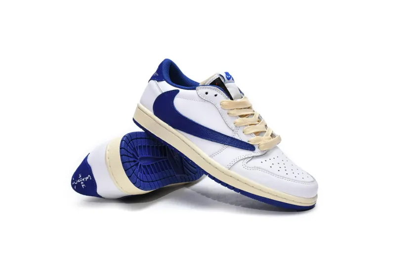 Reps StockX Shoes Travis Scott x Air Jordan 1 Low Blue Bottom Barb DM9868-218??