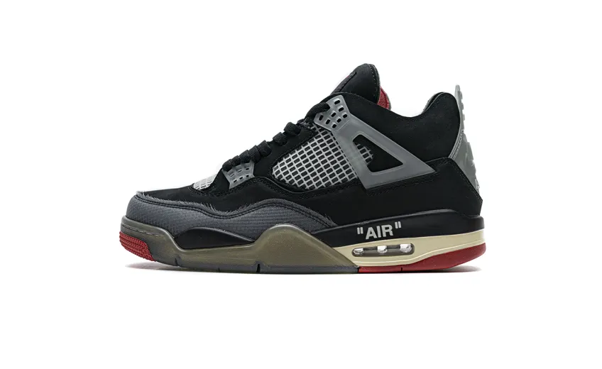 Reps StockX Shoes OFF White x Air Jordan 4 Bred Black Red CV9388-001??