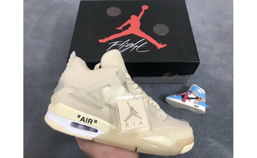 Reps StockX Shoes OFF White x Air Jordan 4 Sail Yellow CV9388-100??