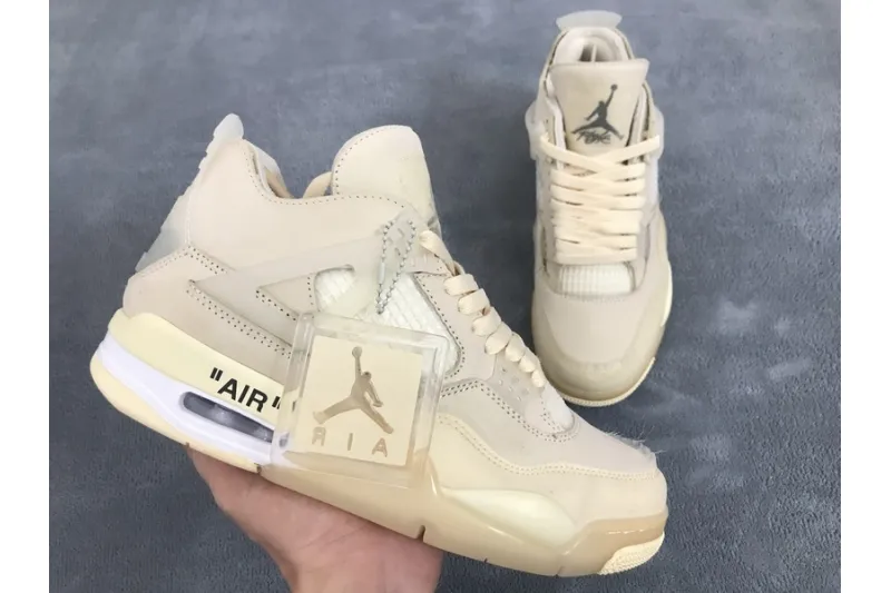 Reps StockX Shoes OFF White x Air Jordan 4 Sail Yellow CV9388-100??
