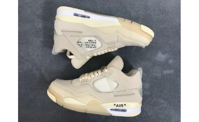 Reps StockX Shoes OFF White x Air Jordan 4 Sail Yellow CV9388-100??