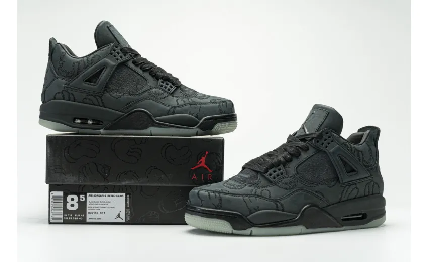 Reps StockX Shoes Air Jordan 4 Retro KAWS Black 930155-001??